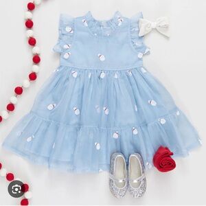 Pink Chicken blue organza Santa dress